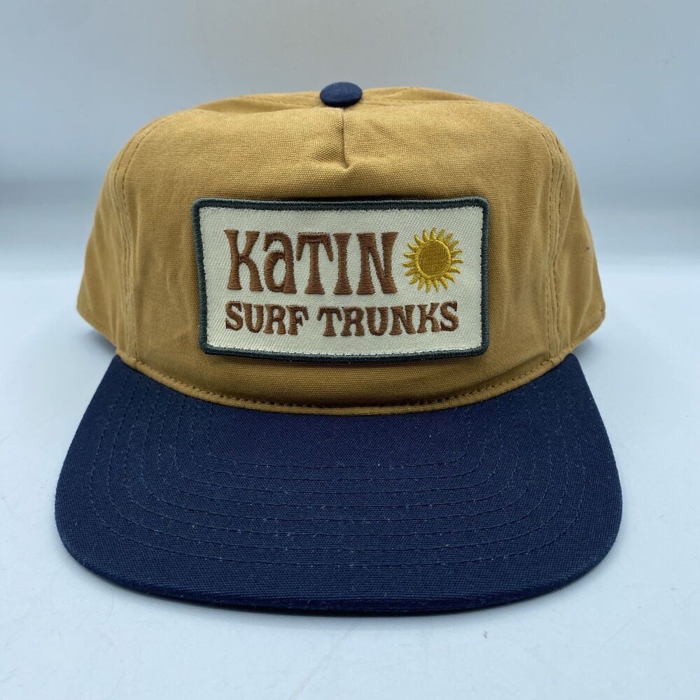 Katin Surf Trunks Hat Snapback Adjustable Brown Blue Cap Surf Outdoor Logo NWOT